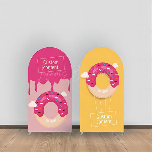 Lofaris Pink Yellow Donut Cream Cloud Custom Arch Backdrop