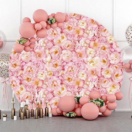 Lofaris Pink Yellow Floral Petals Round Wedding Backdrop