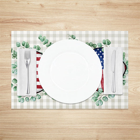 Lofaris Plaid Flag Leaf Independence Day Set Of 4 Placemats