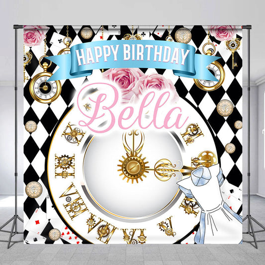 Lofaris Pocket Watch Wonderland Dress Custom Birthday Backdrop