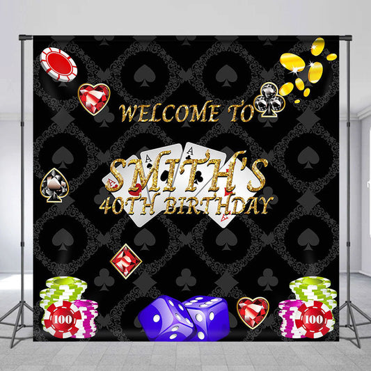 Lofaris Poker Carnival Welcome Custom 30th Birthday Backdrop