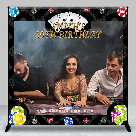 Lofaris Poker Face Custom 30th Birthday Backdrop With Photo