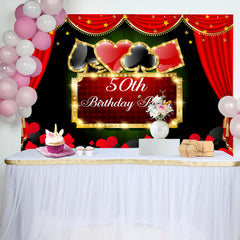 Lofaris Poker Game Red Curtain 50th Birthday Party Backdrop