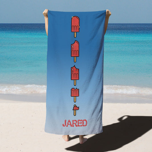 Lofaris Popsicles Summer Blue Custom Name Beach Towel