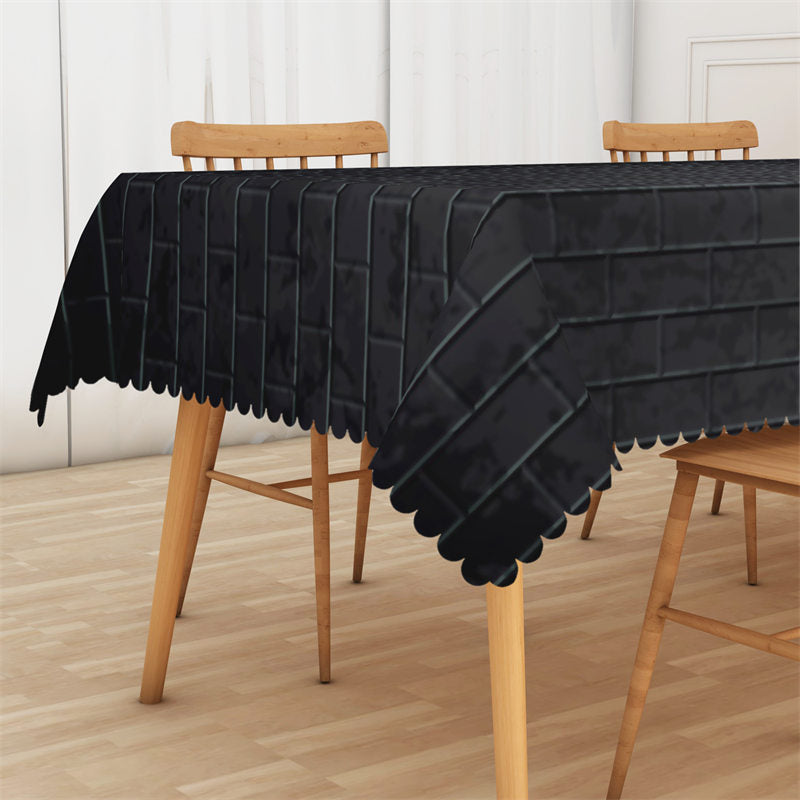Lofaris Posh Black Stone Brick Wall Home Kitchen Tablecloth