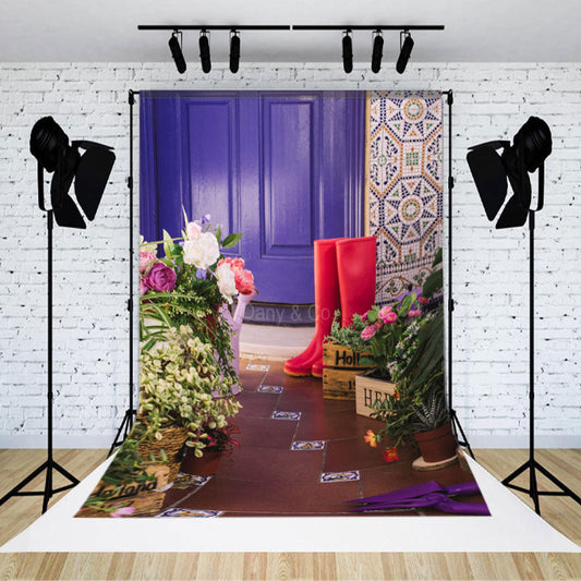 Lofaris Potted Plant Rain Boots Spring Backdrop For Photo