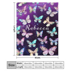 Lofaris Pretty Variant Butterflies Stars Purple Custom Blanket