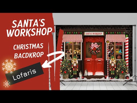 Santas Workshop Theme Holiday Merry Christmas Backdrop