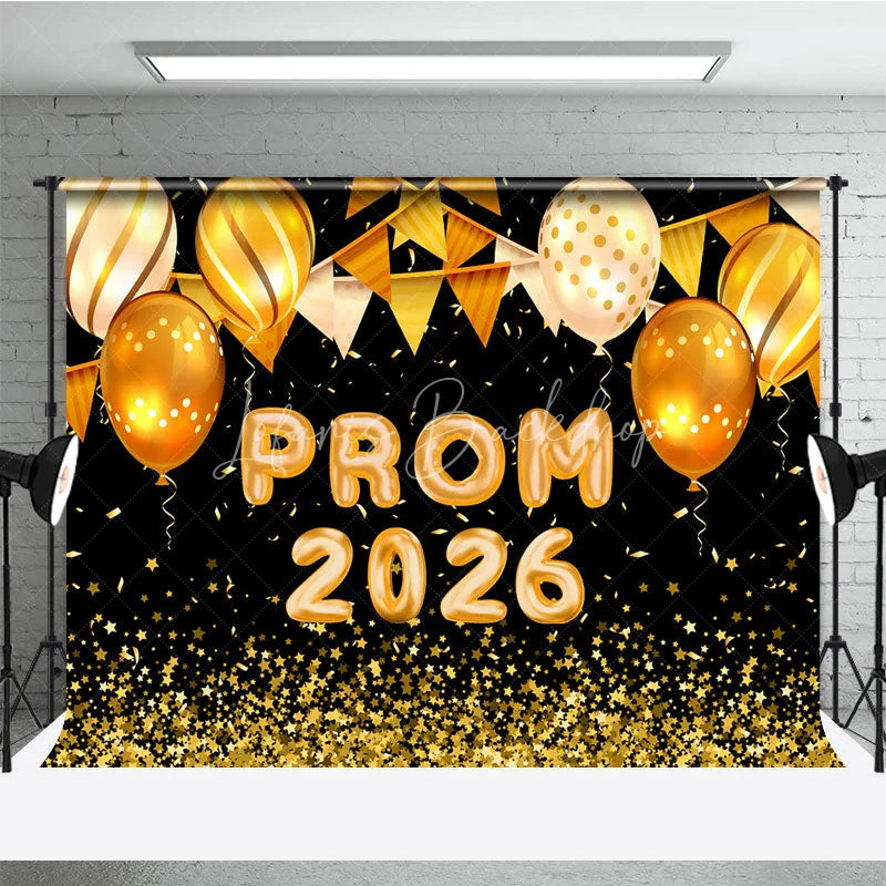Lofaris Prom 2026 Gold Baooons Warm Light Flag Grad Backdrop