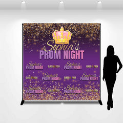 Lofaris Prom Night Purple Glitter Crown Custom Backdrop