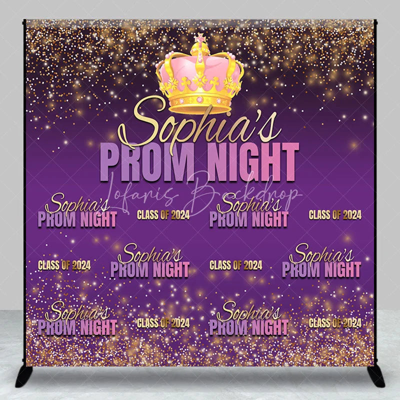 Lofaris Prom Night Purple Glitter Crown Custom Backdrop
