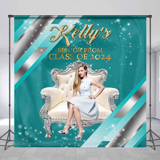 Lofaris Prom Teal Elegant Custom Graduation Party Backdrop