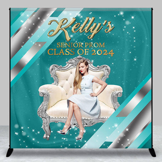 Lofaris Prom Teal Elegant Custom Graduation Party Backdrop