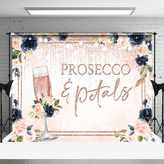 Lofaris Prosecco Petals Pink Floral Bridal Shower Backdrop