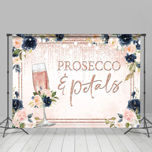 Lofaris Prosecco Petals Pink Floral Bridal Shower Backdrop