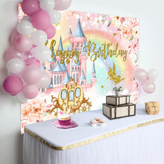 Lofaris Pumpkin Carriage Fairy Floral Birthday Backdrop