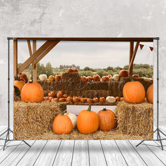 Lofaris Pumpkin Haystack Outdoor Harvest Autumn Backdrop