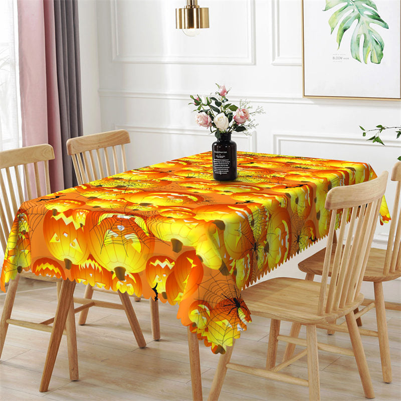 Lofaris Pumpkin Lantern Bat Spider Web Halloween Tablecloth