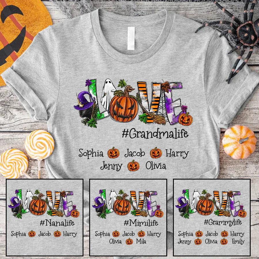 Lofaris Pumpkin Love Halloween Grandma And Kids T - Shirt
