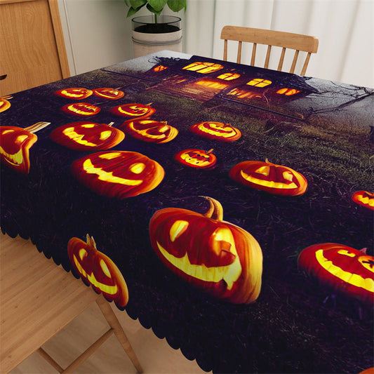 Lofaris Pumpkins Desolate Cabin Halloween Kitchen Tablecloth