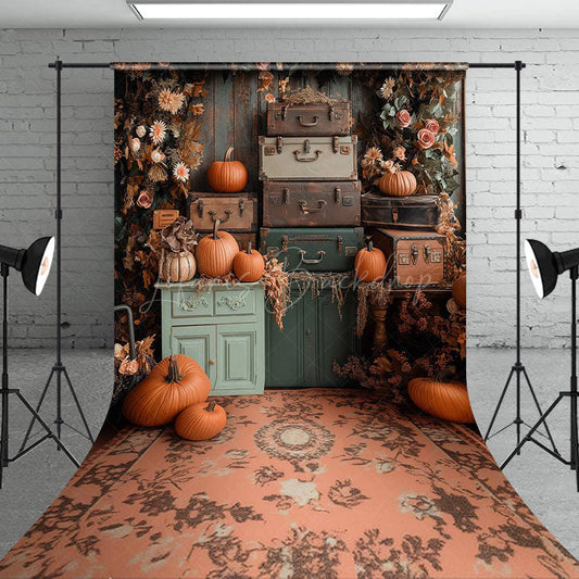 Lofaris Pumpkins Floral Thanksgiving Autumn Photo Backdrop