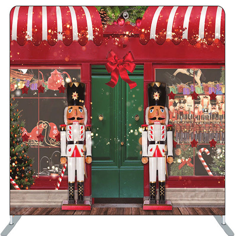 Lofaris Puppet Soldier Red Store Christmas Backdrop Cover