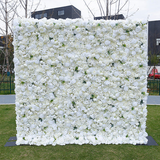 Lofaris Pure White Green Leaf Artificial Wedding Flower Wall