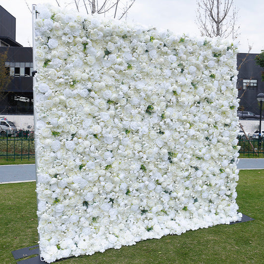 Lofaris Pure White Green Leaf Artificial Wedding Flower Wall