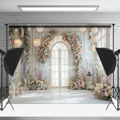 Lofaris Pure White Room Floral Dim Light Wedding Backdrop
