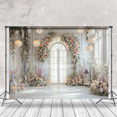 Lofaris Pure White Room Floral Dim Light Wedding Backdrop