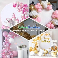 Lofaris Pure White Simple Happy Birthday Round Backdrop For Party