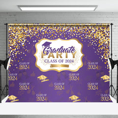 Lofaris Purple Gold Bokeh Glitter Graduation Party Backdrop