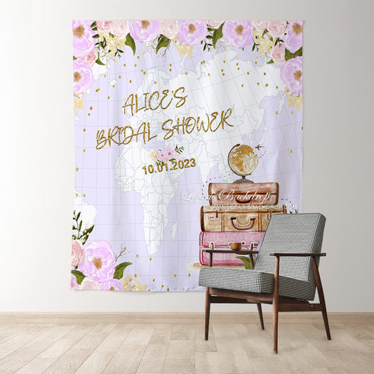 Lofaris Purple And Gold Flowers Traveling Miss To Ms Backdrop