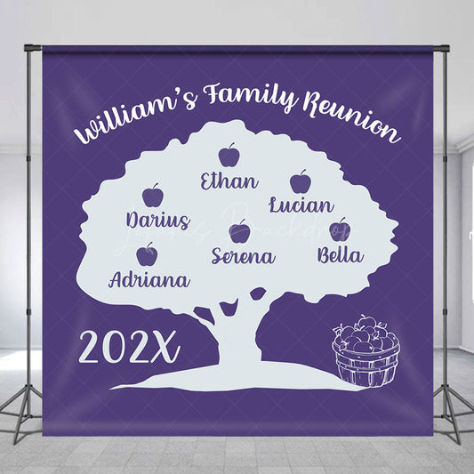Lofaris Purple Apple Tree Name Custom Family Reunion Backdrop