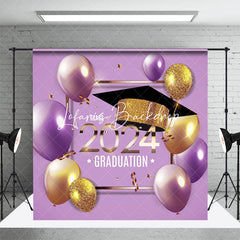Lofaris Purple Balloons Class Of Glitter Graduation Backdrop
