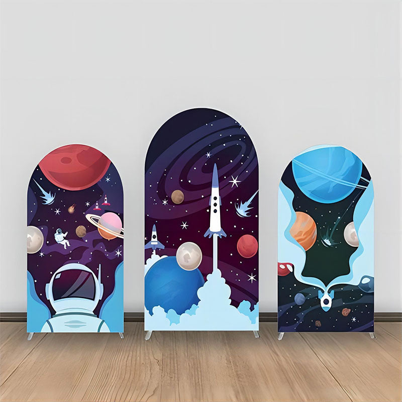 Lofaris Purple Blue Astronaut Stars Galaxy Arch Backdrop Kit