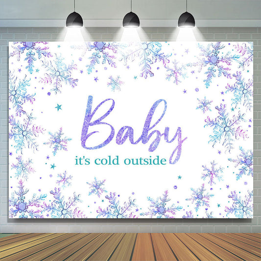 Lofaris Purple Blue Gradient Snowflake Baby Shower Backdrop