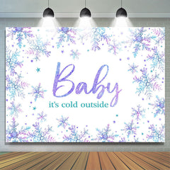 Lofaris Purple Blue Gradient Snowflake Baby Shower Backdrop