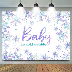 Lofaris Purple Blue Gradient Snowflake Baby Shower Backdrop