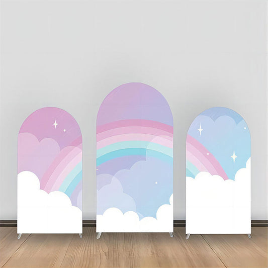 Lofaris Purple Blue Night Clouds Rainbow Arch Backdrop Kit