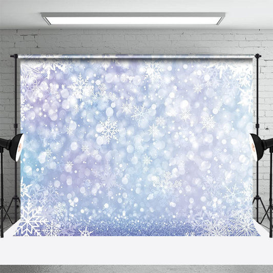 Lofaris Purple Blue Snowflake Glitter Bokeh Winter Backdrop