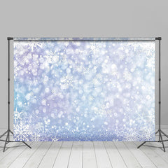 Lofaris Purple Blue Snowflake Glitter Bokeh Winter Backdrop