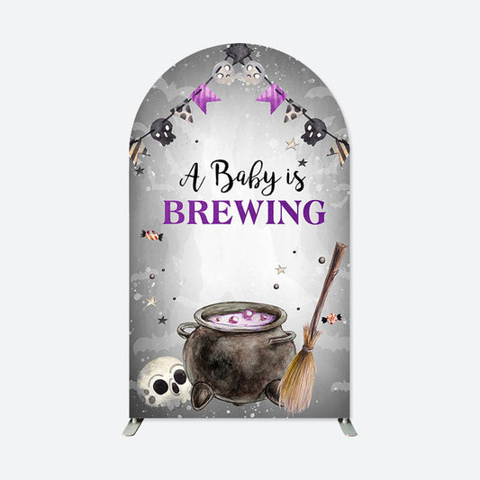Lofaris Purple Brewing Halloween Baby Shower Arch Backdrop