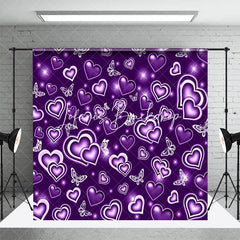 Lofaris Purple Butterfly Hearts Starlight Party Backdrop
