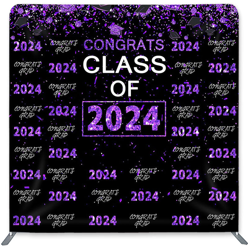 Lofaris Purple Class Of 2024 Fabric Backdrop for Graduation