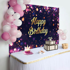 Lofaris Purple Dots Bokeh Gold Letter Birthday Backdrop