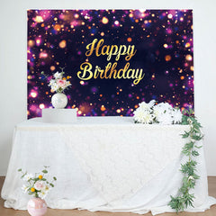 Lofaris Purple Dots Bokeh Gold Letter Birthday Backdrop