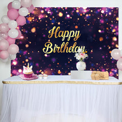 Lofaris Purple Dots Bokeh Gold Letter Birthday Backdrop