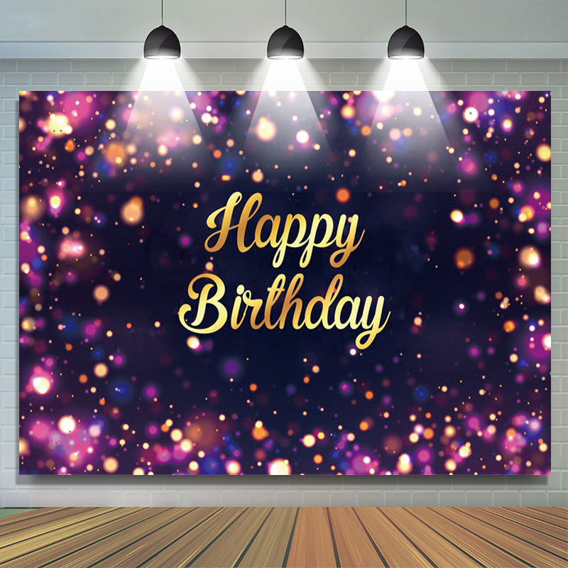 Lofaris Purple Dots Bokeh Gold Letter Birthday Backdrop