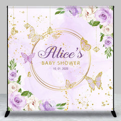 Lofaris Purple Floral Custom Baby Shower Backdrop For Girls